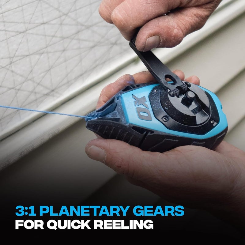 Ox Pro 50ft Precision Chalk Line with Pinchable Rubber Tip and 4oz Chalk Powder Refill - Kevlar and Nylon Ultra Fine Line Marking Tool 3:1 Gear Ratio Chalk Reel Tool -P630702 - Image 5